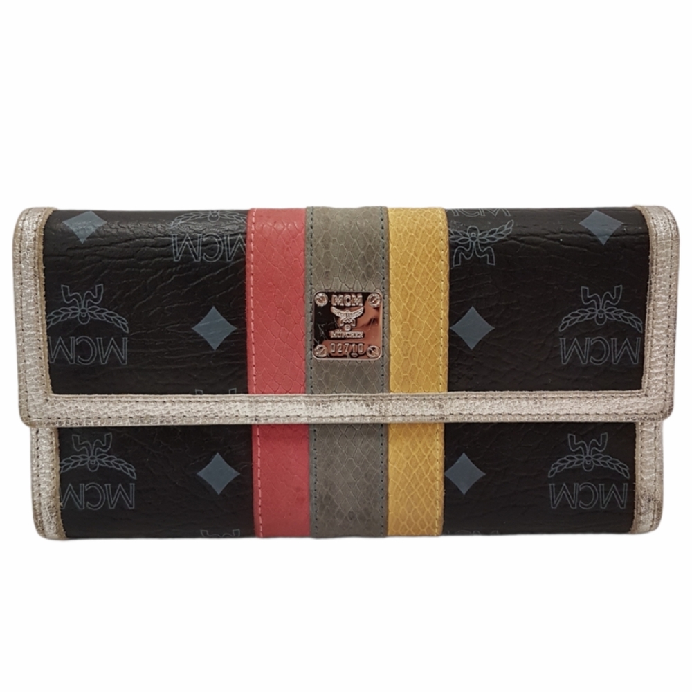Mcm Munchen Stripe Leather Wallet